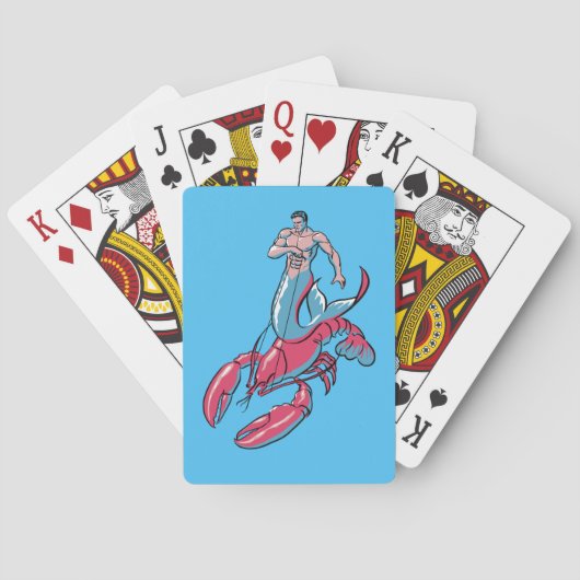 Merman Riding Lobster-spelkaarten Pokerkaarten (Achterkant)