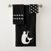 Merman sharks Bathroom Zwart-witte handdoekset Bad Handdoek (Insitu)