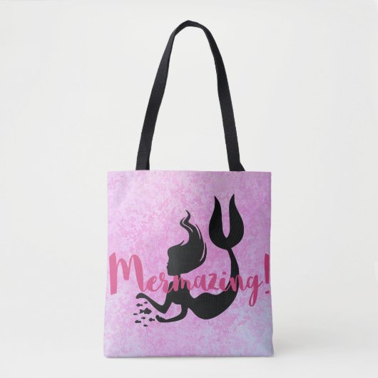 Mermazing Mermaid SIlhouette Pink gestructureerd Tote Bag (Voorkant)