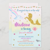 Mermicorn invitation anniversaire Fille Fête magiq (Devant / Derrière)