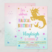 Mermicorn invitation anniversaire Mericorn invitat (Devant / Derrière)