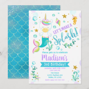 Mermicorn Invitation Anniversaire Mermaid Unicorn