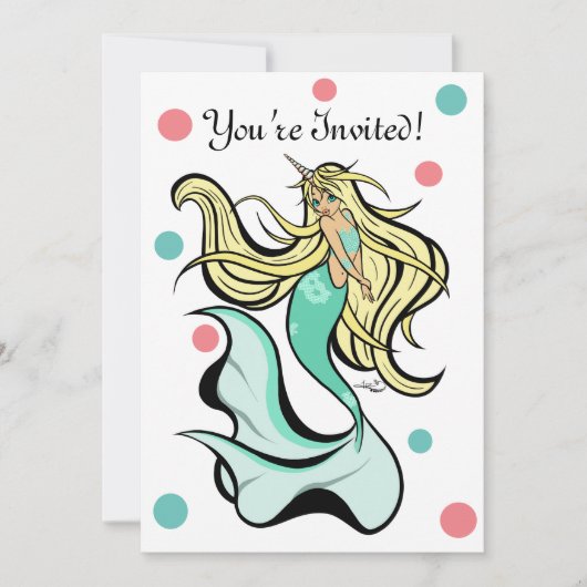 Mermicorn Invitations de fête d'anniversaire (Devant)