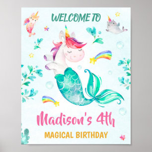 Mermicorn-welkomstpartijbord Magical verjaardagsbo Poster