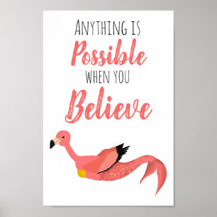 Mermingo: Mermaid Flamingo Inspirerend Citaat Poster