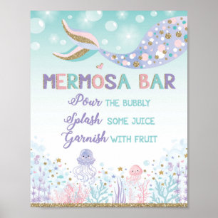 Mermosa Bar Zeemeermin Mimosa Bar Bord Onder de Ze Poster