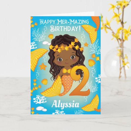 Mermure noire âgée de 2 ans | Bonne carte d'annive (Fleur jaune)