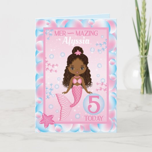 Mermure noire âgée de 5 ans | Bonne carte d'annive (Devant)