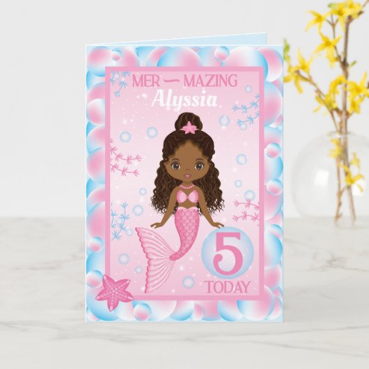 Mermure noire âgée de 5 ans | Bonne carte d'annive (Fleur jaune)