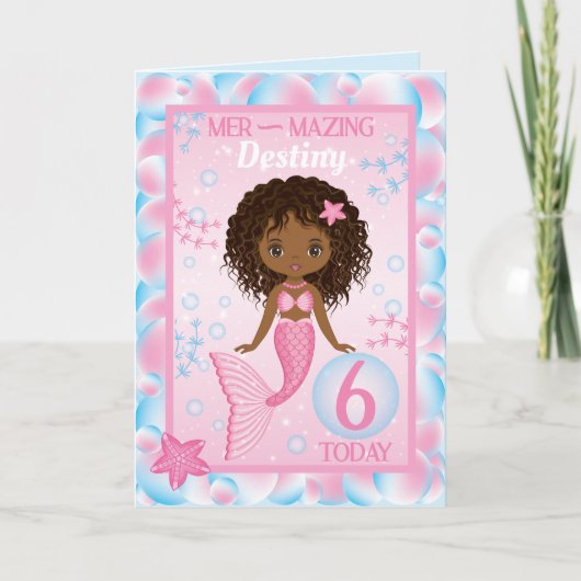 Mermure noire âgée de 6 ans | Bonne carte d'annive (Devant)