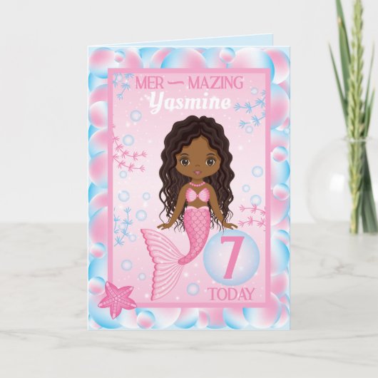 Mermure noire âgée de 7 ans | Bonne carte d'annive (Devant)