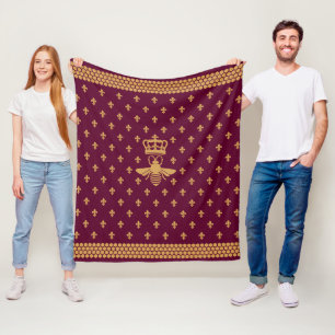 Merovingian Fleur-de-lis en Royal Bee Fleece Deken