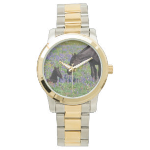 Merrie en veulen met Bluebonnets Watch Face Horloge
