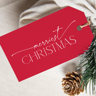 Merrie Kerstmis Elegante Typografie Vakantie- Cadeaulabel