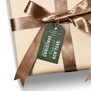 Merrie Kerstmis Modern Chic Boho Mosgroen Cadeaulabel