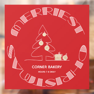 Merrie Kerstmis Rood Raamsticker