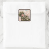 "Merrie Kerstmis" Vintage Vierkante Sticker (Tas)