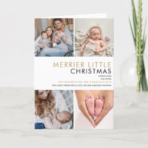 Merrie Kleine Kerst Foto Geboorteaankondiging Feestdagen Kaart