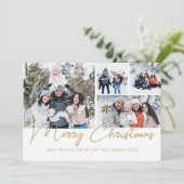 Merrier kerstscript 4 foto kerst feestdagenkaart (Staand voorkant)