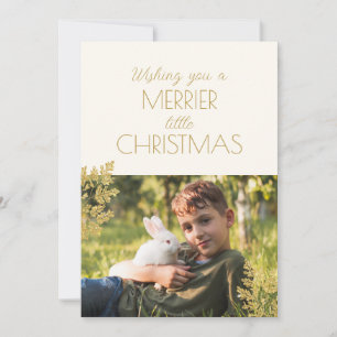 Merrier Little Christmas Een foto Pet Rabbit Feestdagenkaart