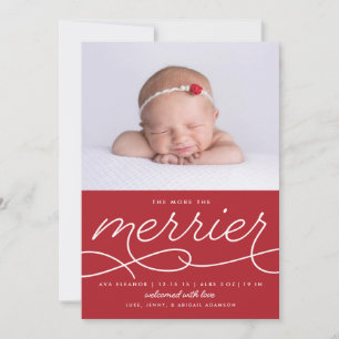 Merrier Newborn First Kerstmis Aankondiging