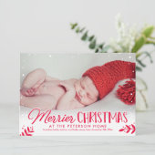 Merrier Noël Baby Faire-part Carte de vacances (Debout devant)