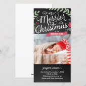 Merrier Noël Nouveau bébé Carte photo de vacances (Devant / Derrière)