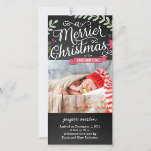 Merrier Noël Nouveau bébé Carte photo de vacances