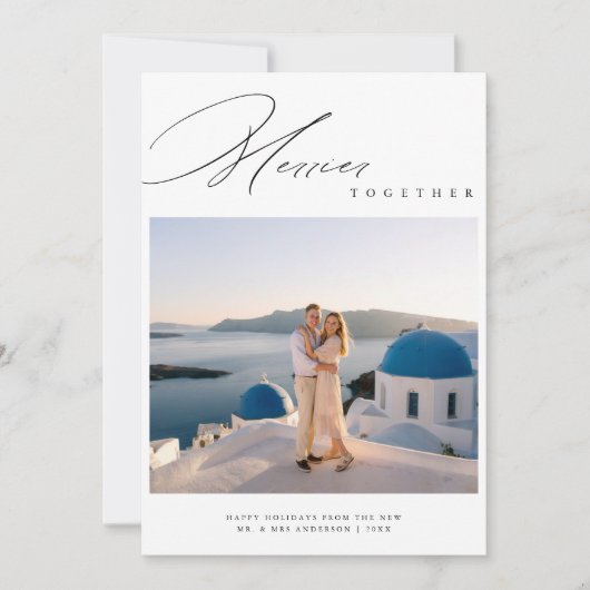 Merrier Samen Pas getrouwd Bestemming Kerst Feestdagenkaart (Voorkant)