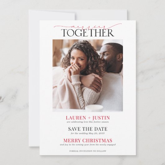 Merrier Together Holiday Verloving Save the Date (Voorkant)