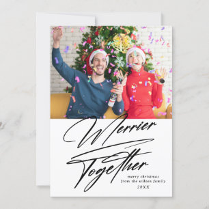 Merrier Together Minimalist Foto Kerstmis Feestdagenkaart