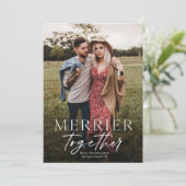 Merrier Together Script-kerstfoto Kaart (Staand voorkant)