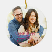 Merrier Together Script Pagoda 1-Foto Kerstmis Keramisch Ornament (Voorkant)