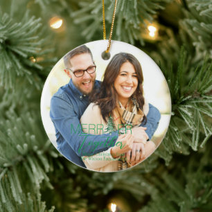 Merrier Together Script Pagoda 1-Foto Kerstmis Keramisch Ornament