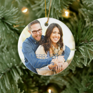 Merrier Together Script Pagode blauw Kerstmis Keramisch Ornament