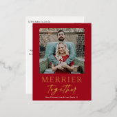 Merrier Together Script Photo Gold Folie Feestdagen Briefkaart (Voorkant / Achterkant)