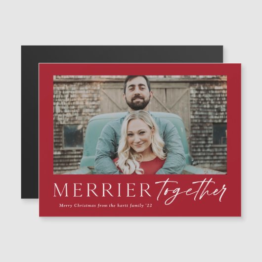 Merrier Together Script Photo Merry Kerstcard (Voorkant / Achterkant)