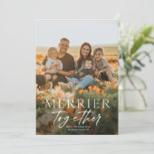 Merrier Together Script Photo Merry Kerstry Kaart (Staand voorkant)