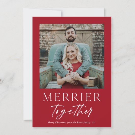 Merrier Together Script Photo Merry Kerstry Kaart (Voorkant)