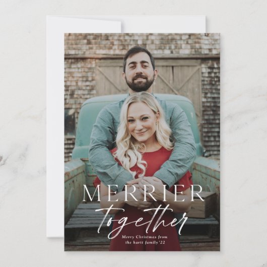 Merrier Together Script Photo Merry Kerstry Kaart (Voorkant)