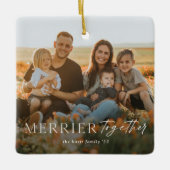 Merrier Together Script Photo Merry Kerstry Keramisch Ornament (Voorkant)
