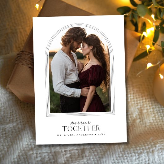 Merrier Together Sunset Arch Foto Kerst Kaart