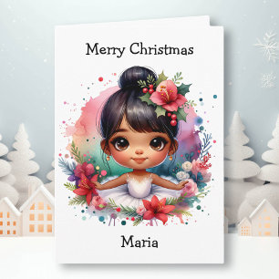 Merriest Christmas Ballerina Kleurplaat Meisje Kaart