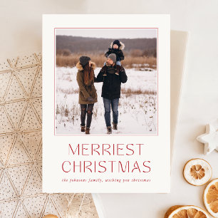 Merriest Christmas Family Foto Vakantie Kerstmis Briefkaart