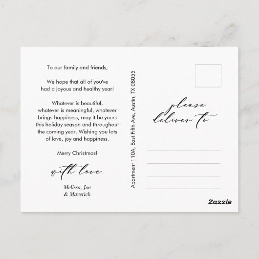 Merriest Christmas Family Foto, Winter Happiness Briefkaart (Achterkant)