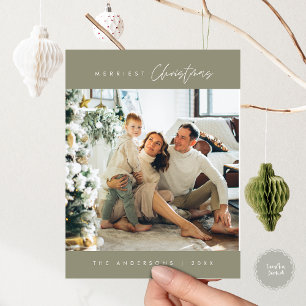 Merriest Christmas Family Photo, moderne eucalyptu Briefkaart