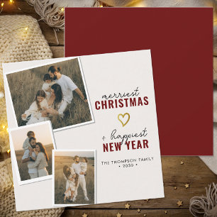 Merriest Christmas Modern Boho Family Photo Square Feestdagenkaart