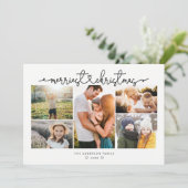 MERRIEST CHRISTMAS Modern Script Photo Collage Feestdagenkaart (Staand voorkant)