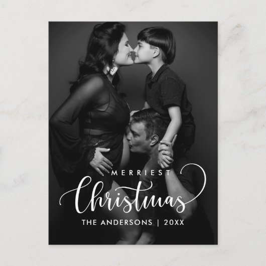 Merriest Christmas Moderne Minimalistische Familie Briefkaart (Voorkant)