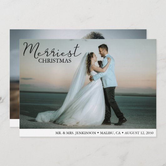 Merriest Christmas Photo Mariage Faire-part (Devant / Derrière)